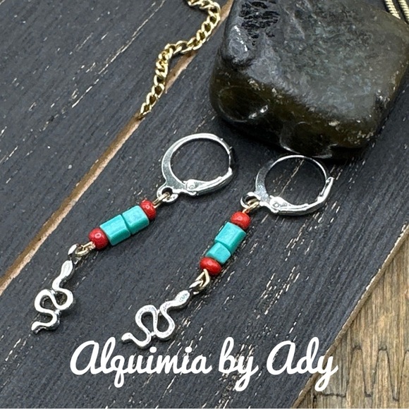 Alquimia Silver Red Hoop Earrings with Musical Charm - Picture 1 of 1